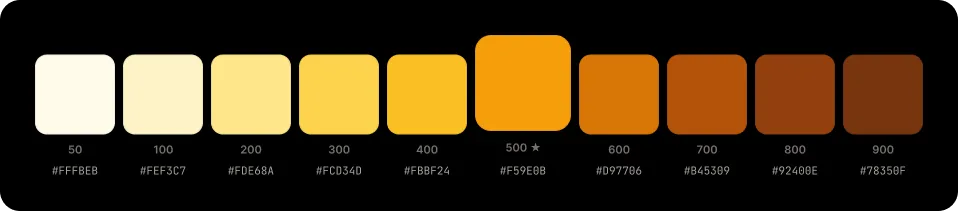 Paleta Accent — Amber, shades 50 a 900