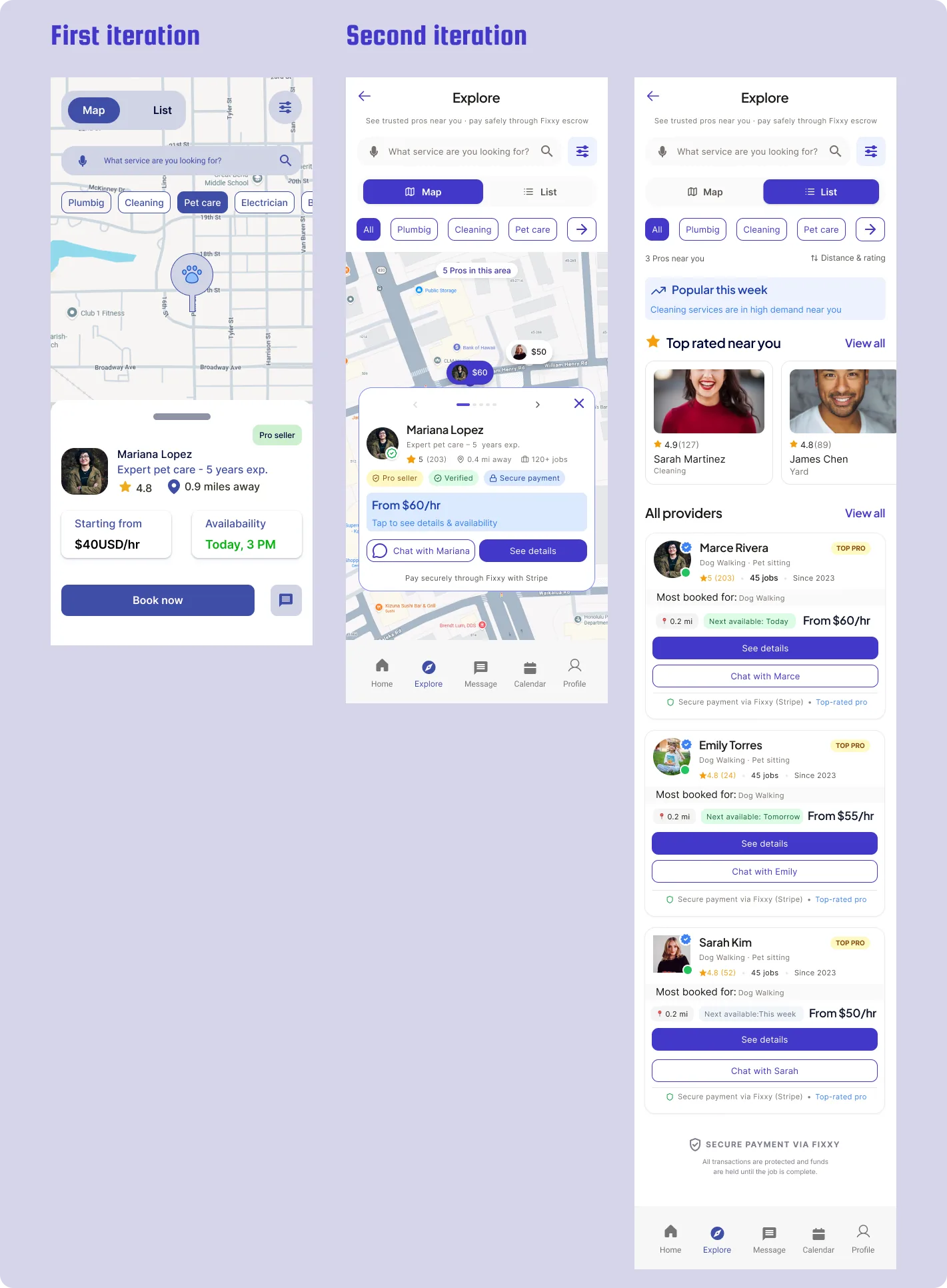 Comparación de la primera y segunda iteración de Explore en alta fidelidad