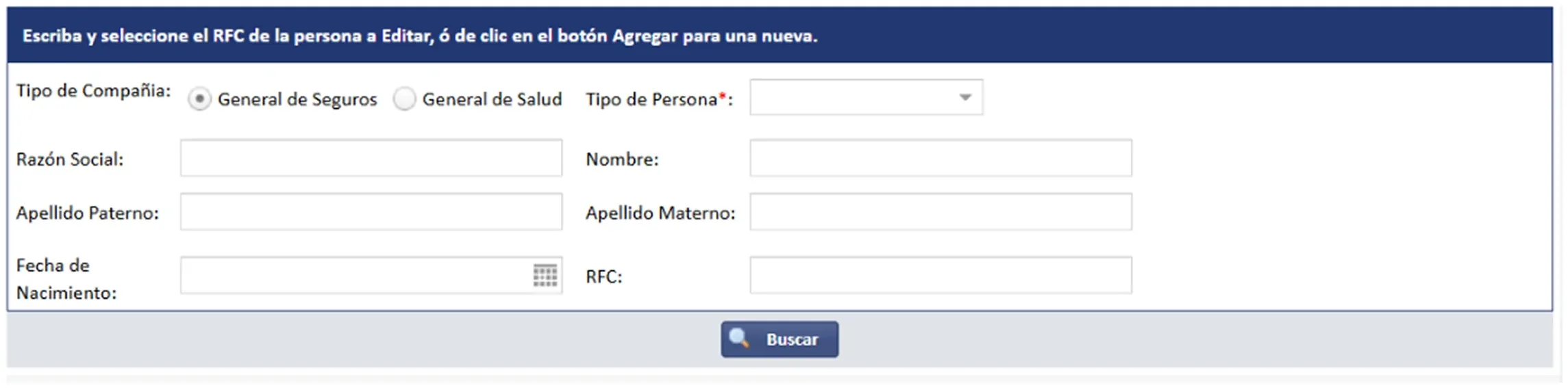 Selección de compañía: Seguros o Salud