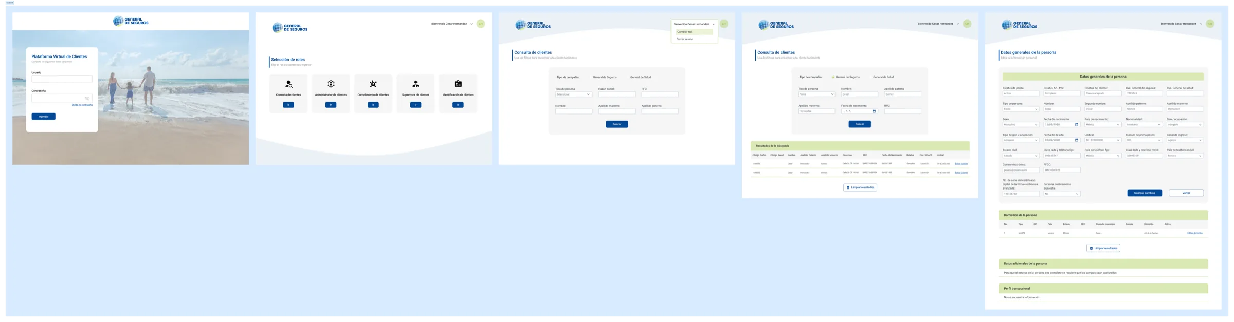 Composición del nuevo diseño de la Plataforma Virtual de Clientes