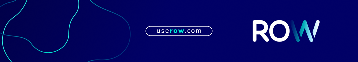 Banner de marca de Row con el dominio userow.com